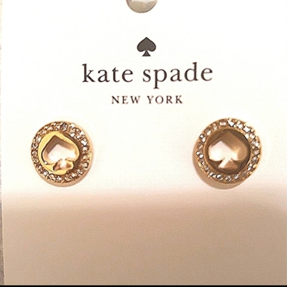 Kate Spade Halo Stud Earrings - Spot the Spade in Gold NEW - Picture 1 of 7